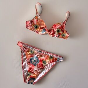 90s print two piece bikini swimsuit M/L